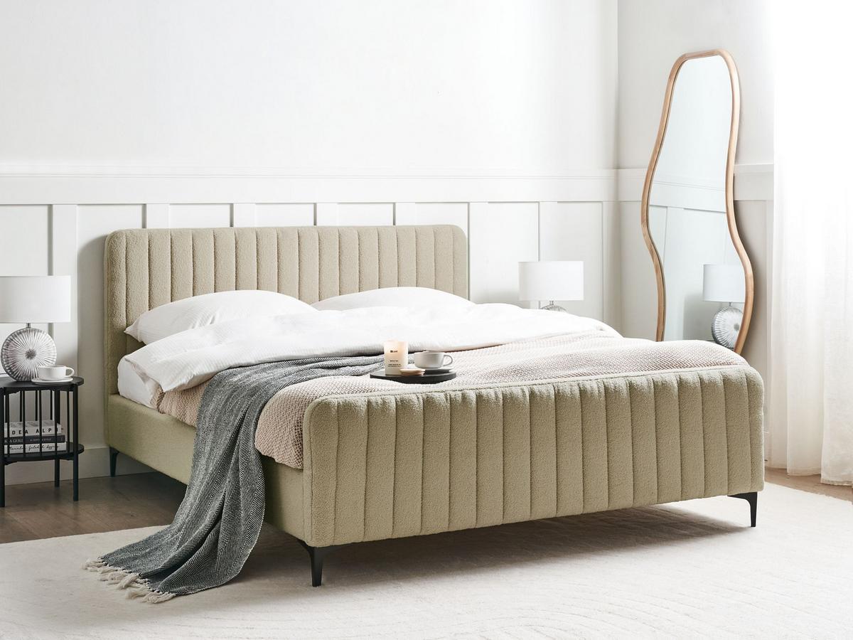 POLSTERBETT mit Lattenrost 160x200 cm Beige Lunan - Beige, Textil (160/200cm) - Beliani