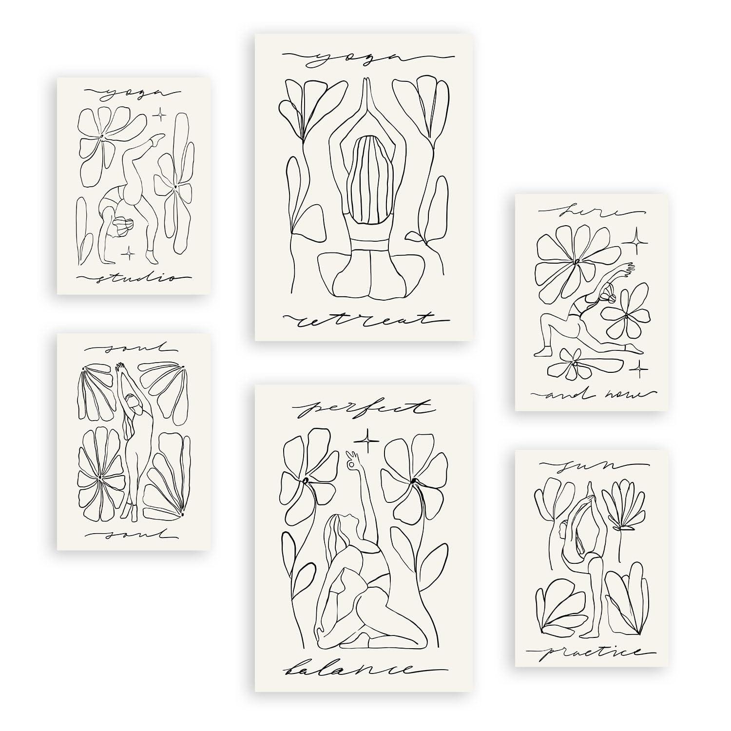 POSTER Set Mit 6 Yoga Musen 4 A3 & A4 Rahmenlos - Klar, Papier (29/3/42cm) - Nacnic
