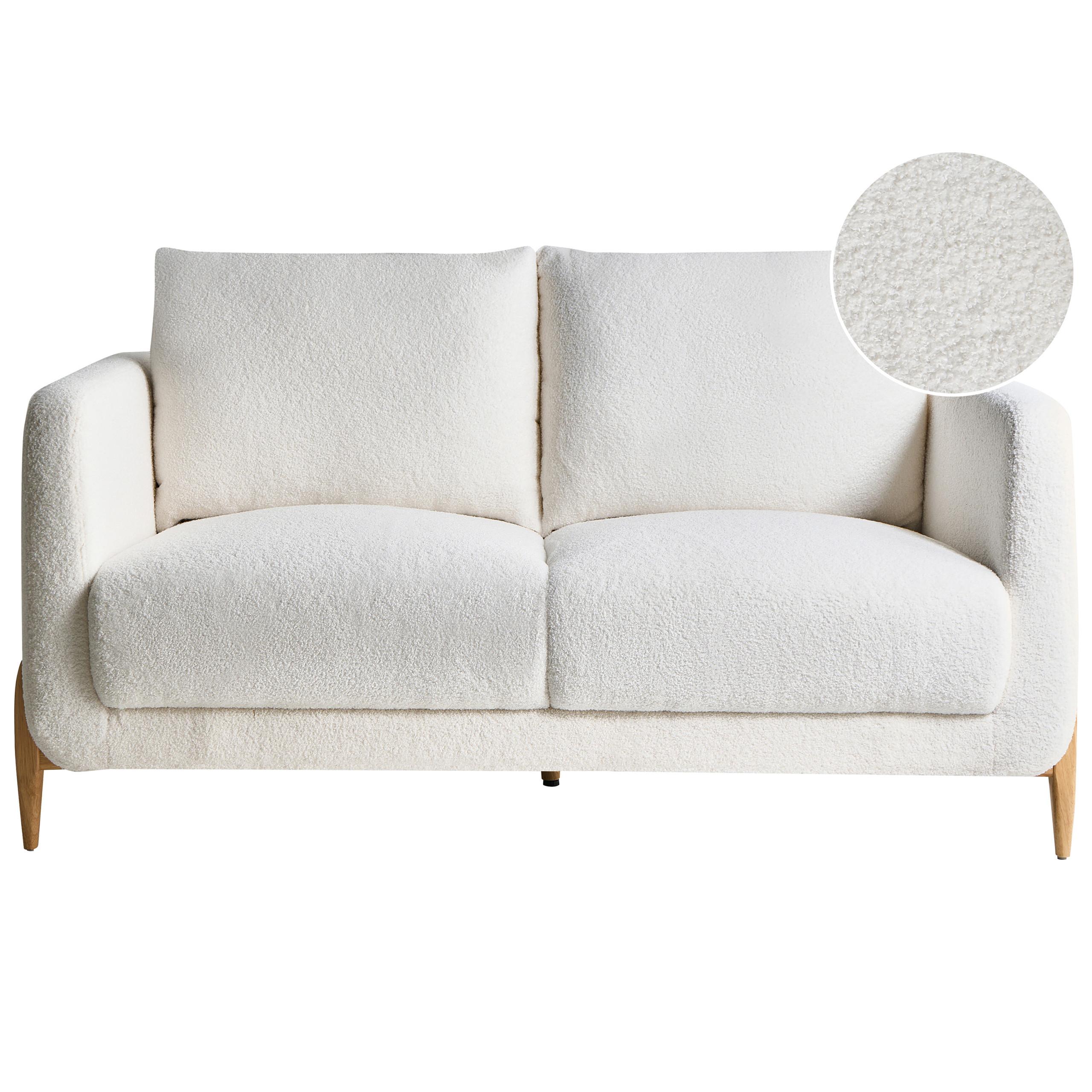 2-SITZER-SOFA Bouclé Weiß Gimo - Hellbraun, Textil (149/83/80cm) - Beliani