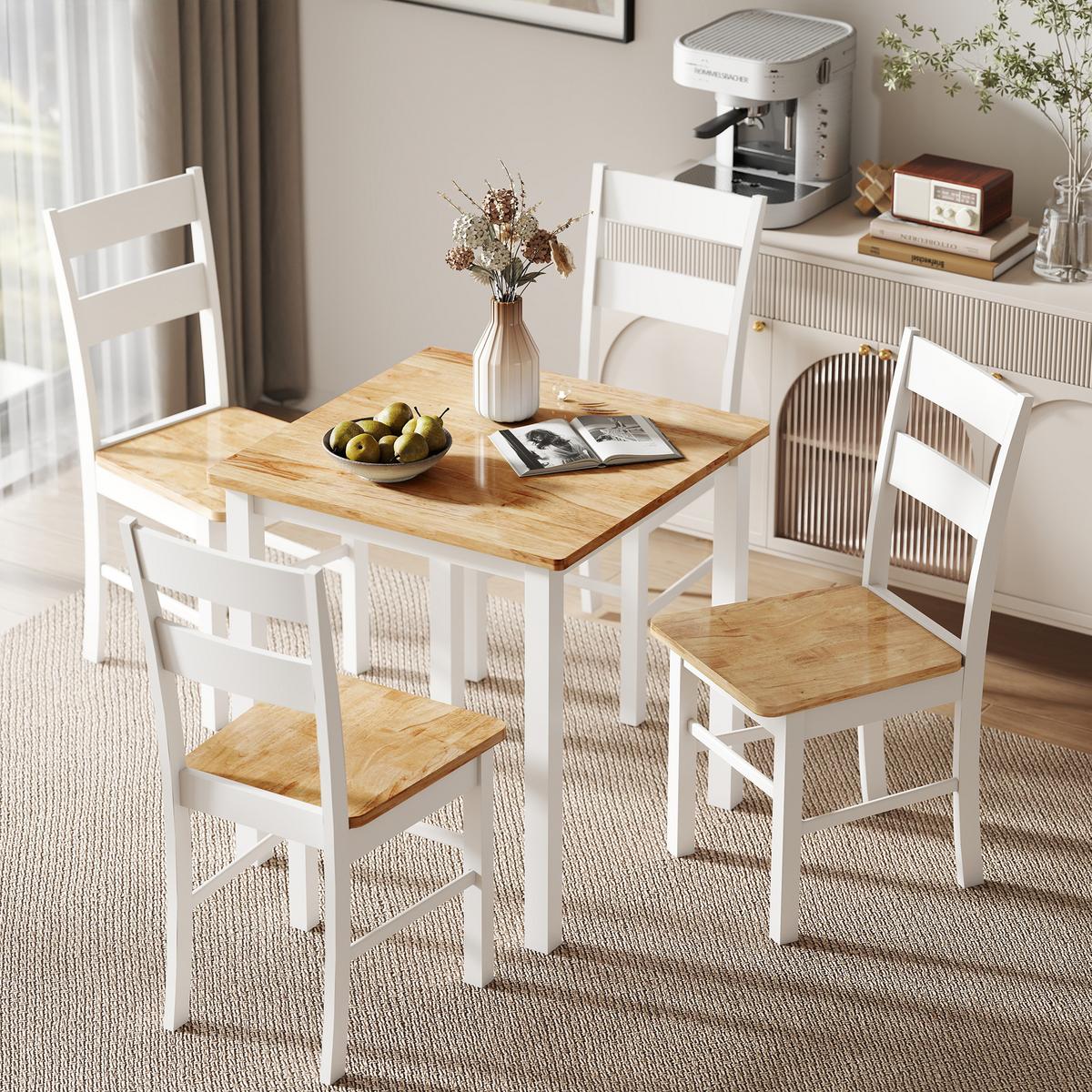 ESSTISCH 69 x 69 cm Esszimmerstühle 2er Set Küchentisch für 2-4 Personen Eiche - Eichefarben/Weiß, Holz (69/75/69cm) - HOMCOM