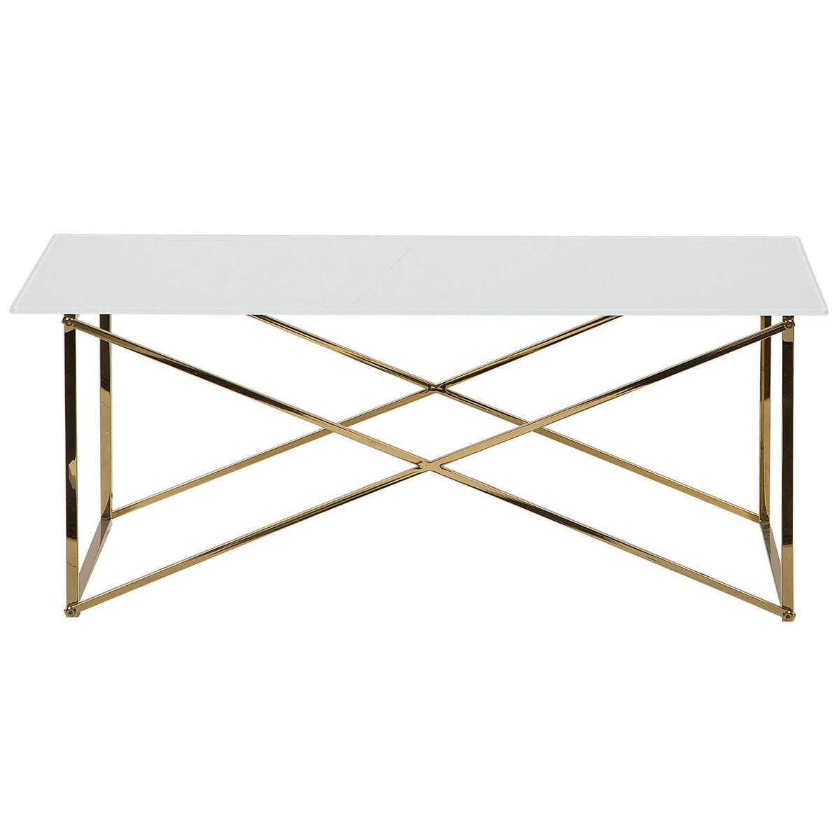 COUCHTISCH weiß/gold rechteckig 100/50 cm Emporia - Goldfarben/Weiß, Glas (50/100/40cm) - Beliani