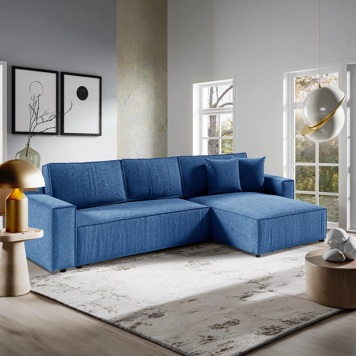 ECKSOFA Isaac 4 Sitzplätze Blau - Blau, Holzwerkstoff (294/185cm) - Petits-meubles