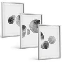 BILDER SET 3er Set - 40x60 cm Silberner Rahmen - Abstrakte Kunst, Farbspritzer - Silberfarben, Kunststoff (40/60cm) - TULUP