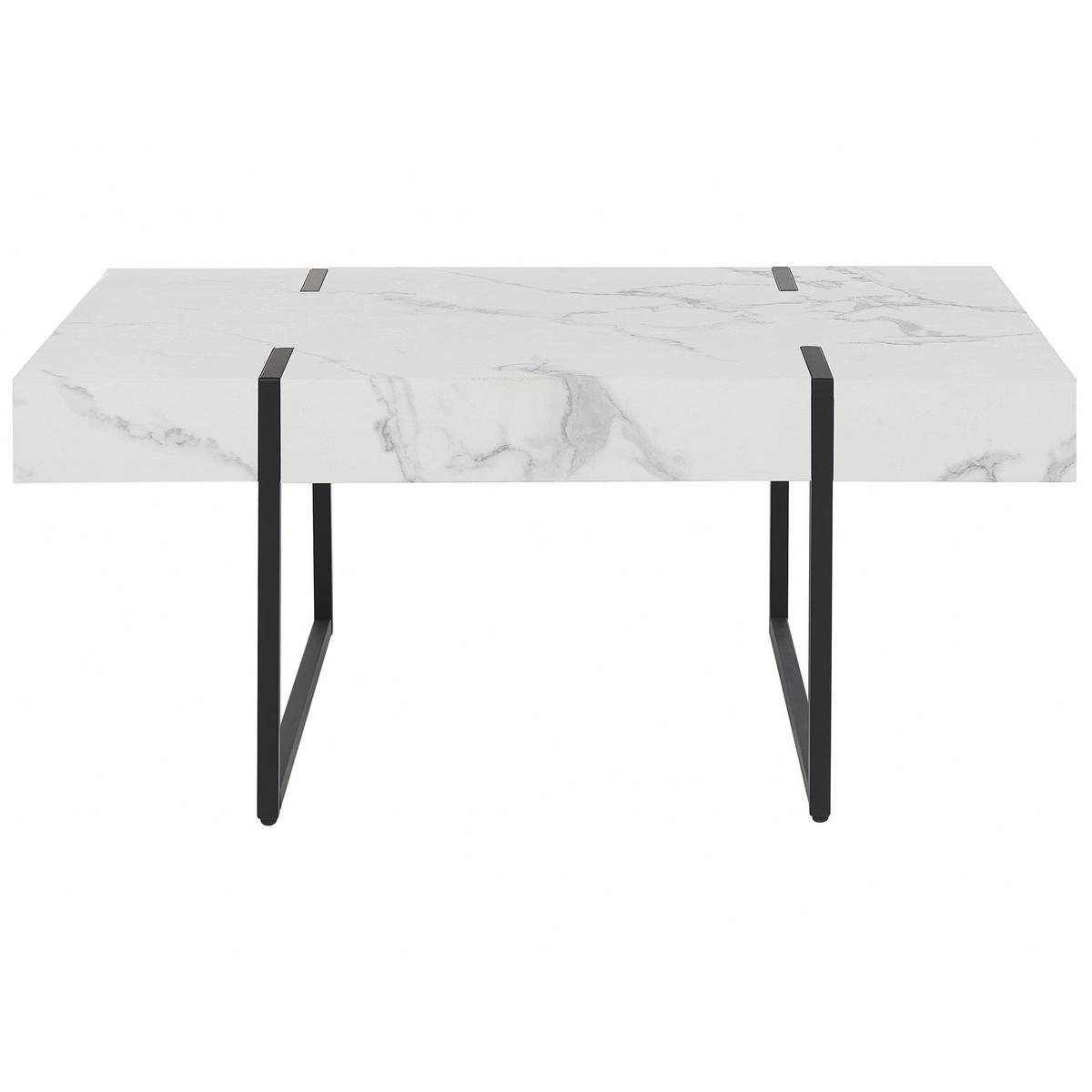 COUCHTISCH weiß/schwarz Marmor Optik rechteckig Merced - Schwarz/Weiß, Holzwerkstoff (100/60/43cm) - Beliani