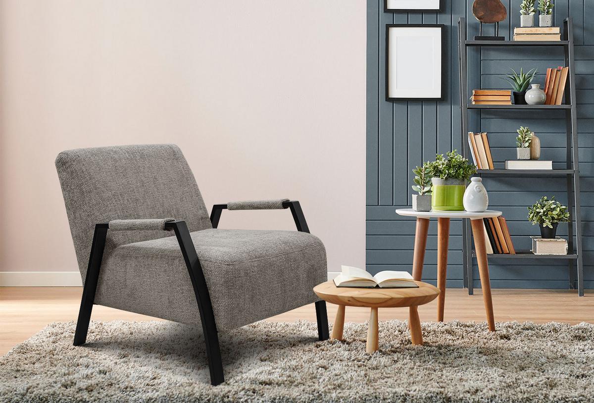 SESSEL KOBE, taupe - Taupe/Schwarz, Holz/Textil (72/76/90cm) - Wozimo