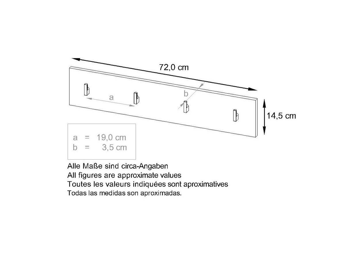 GARDEROBENPANEEL Linea Sandgrau Hochglanz - Sandfarben, Holzwerkstoff (72/14.5/3.5cm) - Vladon