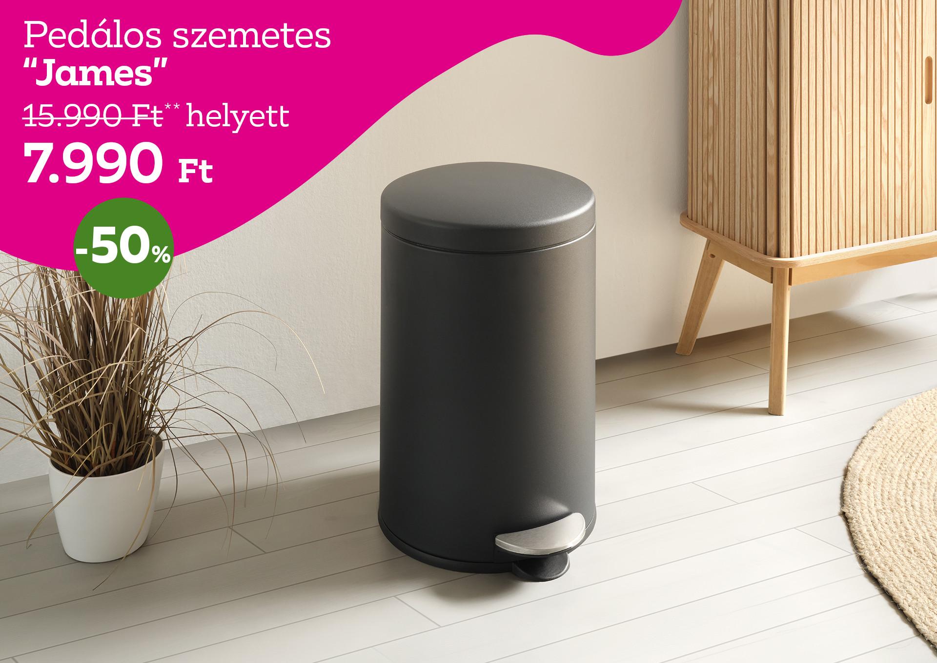 Pedálos szemetes JAMES 15990 Forint helyett 7990 Forint, kedvezmény mértéke 50%