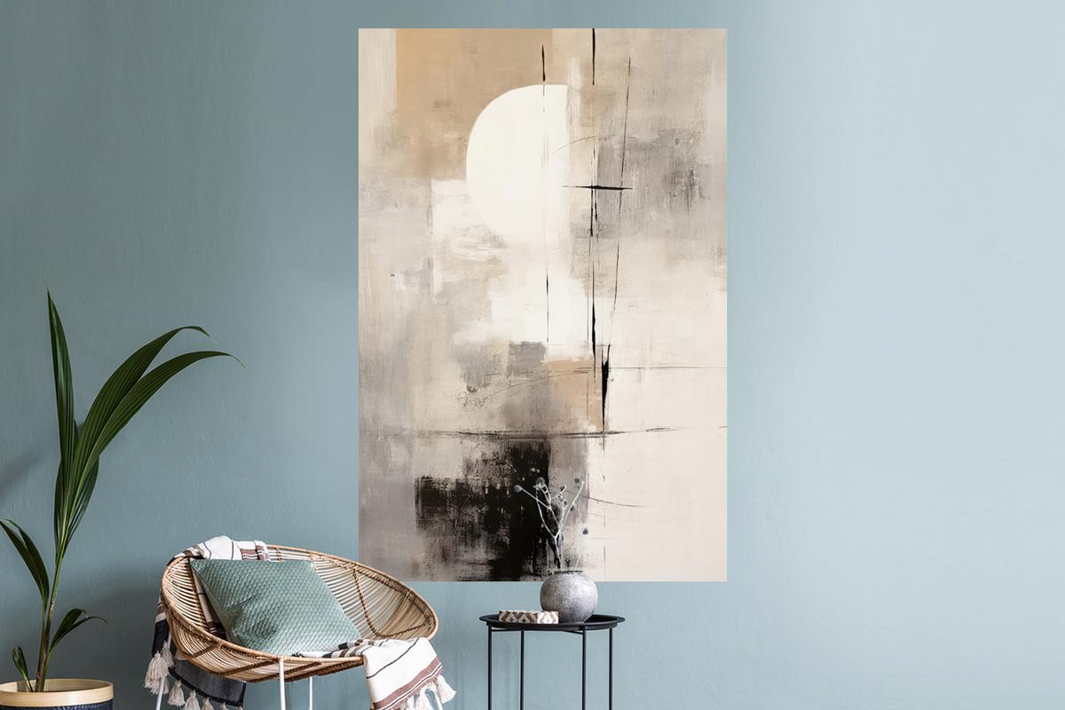 WANDTATTOO Abstrakt - Kunst - Grau Wandaufkleber 80x120 cm - Hellgrau, Kunststoff (80/120/0.1cm) - MuchoWow