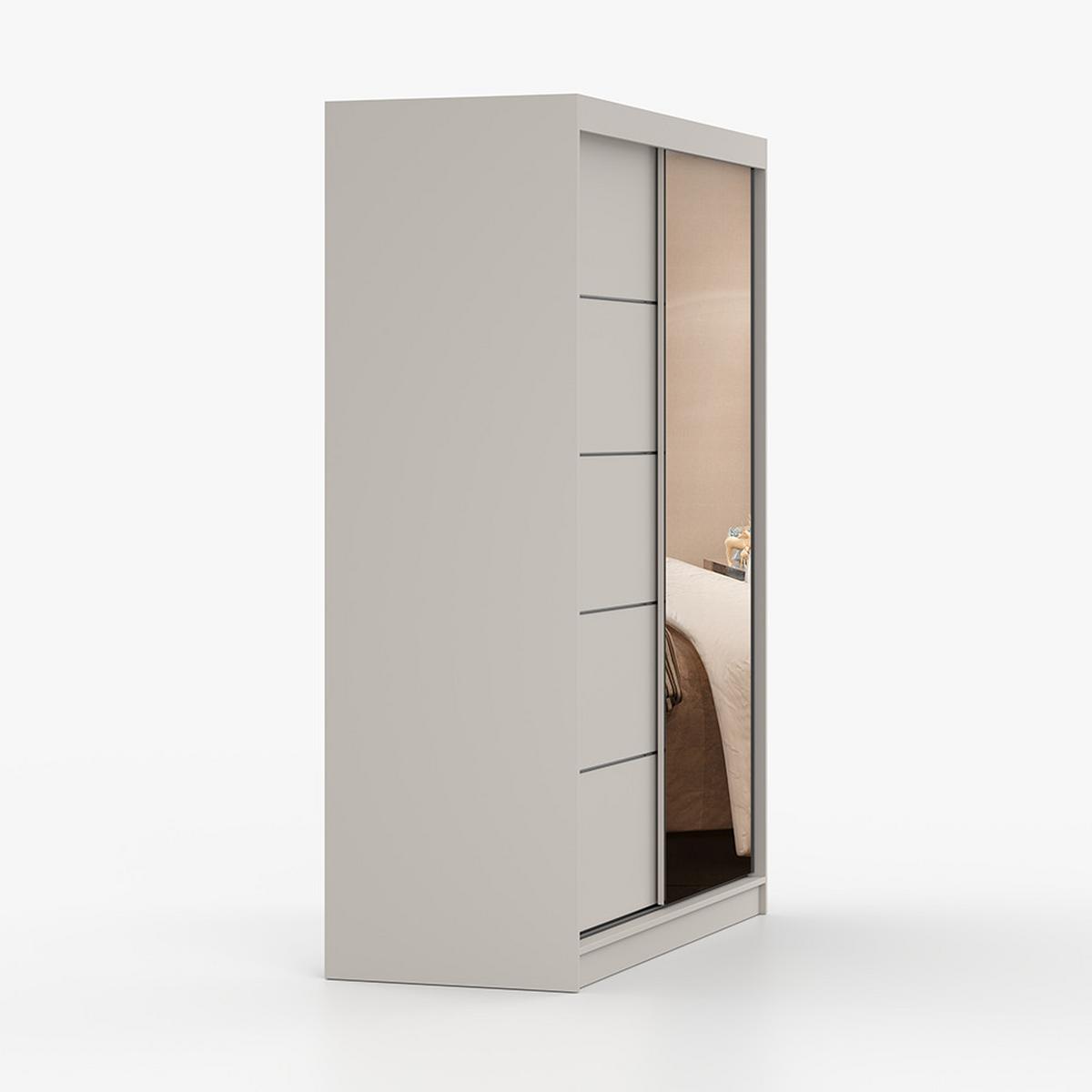SCHWEBETÜRENSCHRANK Vista 05K 150/200/61 cm 2-türig Kaschmir/Kaschmir + Spiegel - Kaschmir/Schwarz, Holzwerkstoff/Metall (150/200/61cm) - imoebel24