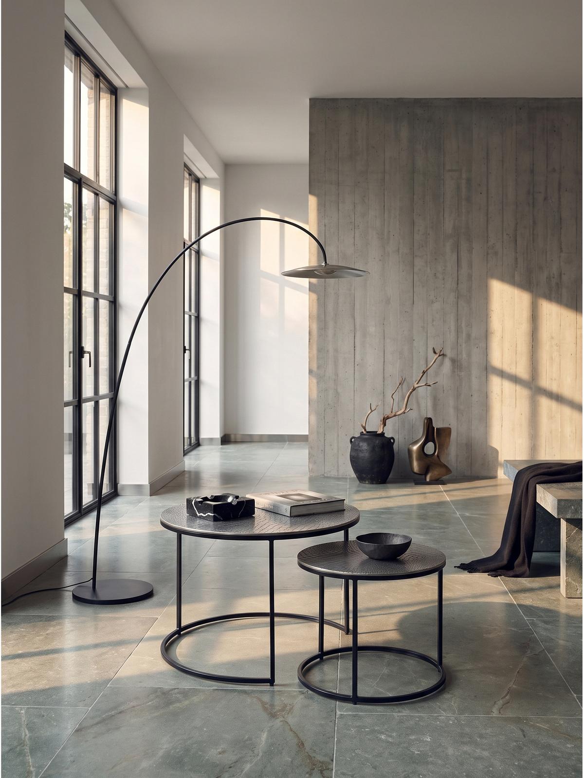 COUCHTISCHE 2er-Set VIENNE, Aluminium, handgefertigt, Silber, Ø 60 x 45 cm - Silberfarben/Schwarz, Metall (60/60/45cm) - KADIMA DESIGN