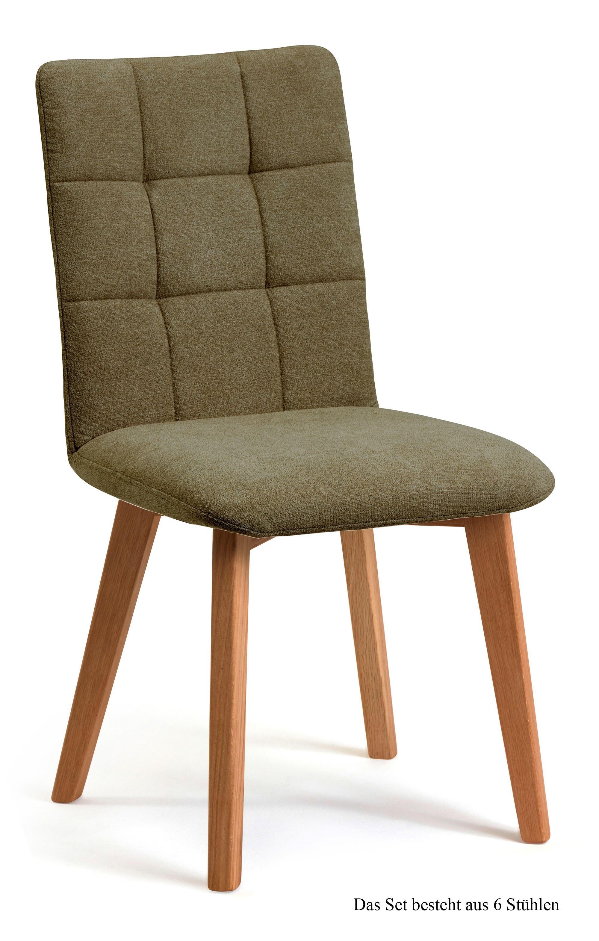 ESSZIMMERSTUHL (6er-Set) Dareen 47x91x60 Eiche geölt/Olivgrün - Eichefarben/Olivgrün, Kunststoff (60/91/47cm) - 58aufmkessel