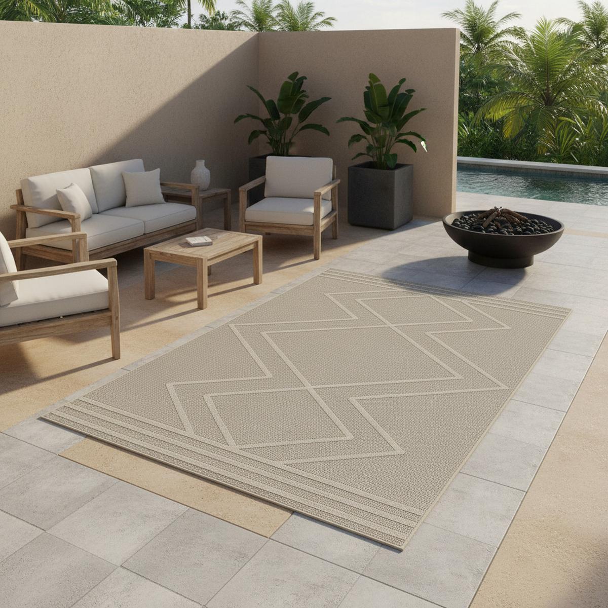 TEPPICH Outdoor IMST in Beige, im Boho-Stil, aus Polypropylen, 80 x 150 cm - Beige, Textil (150/80cm) - KADIMA DESIGN