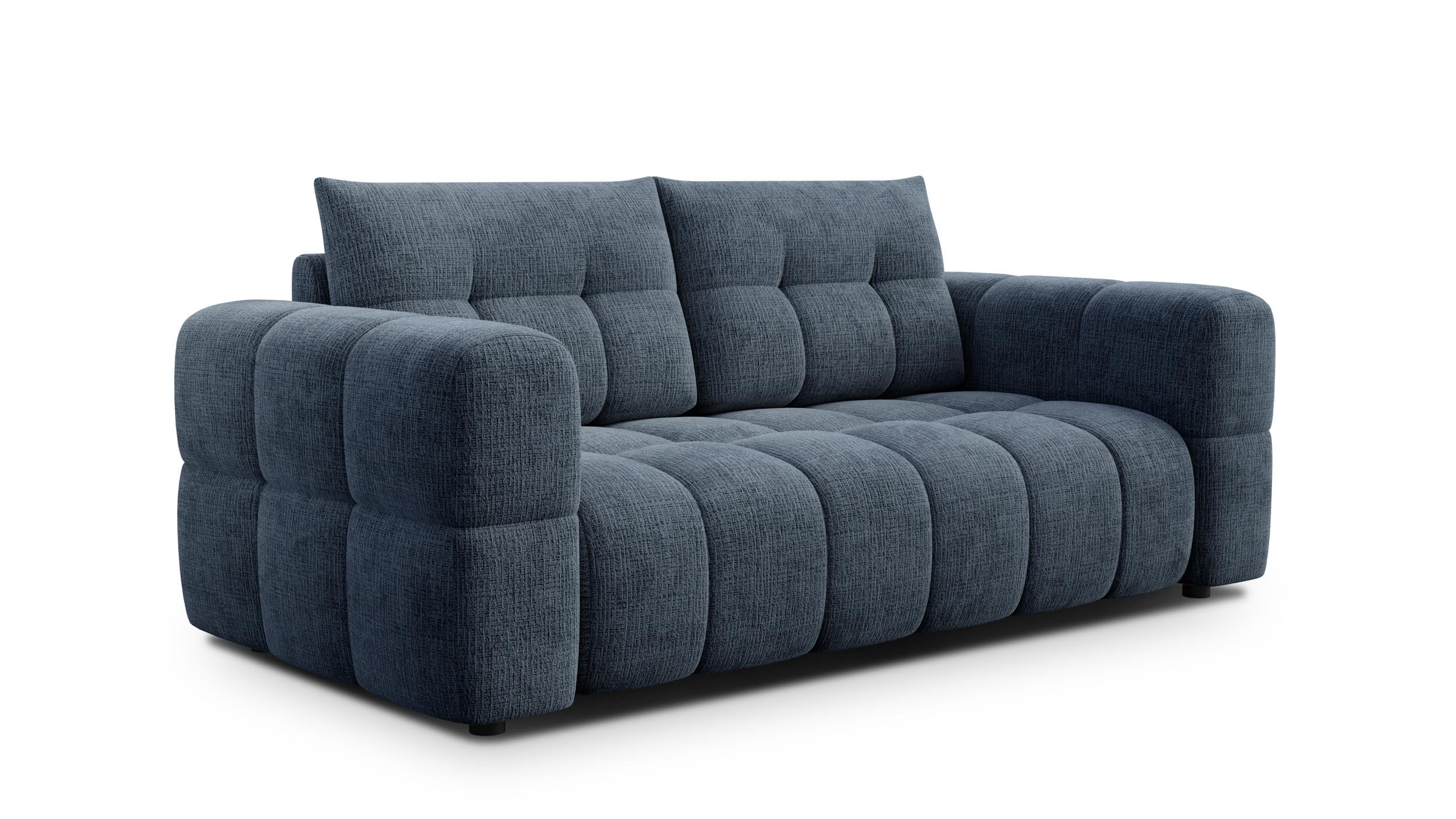SOFA CLOUDI 2,5-Sitzer, marineblau - Blau/Schwarz, Holz/Textil (211/89/104cm) - Wozimo