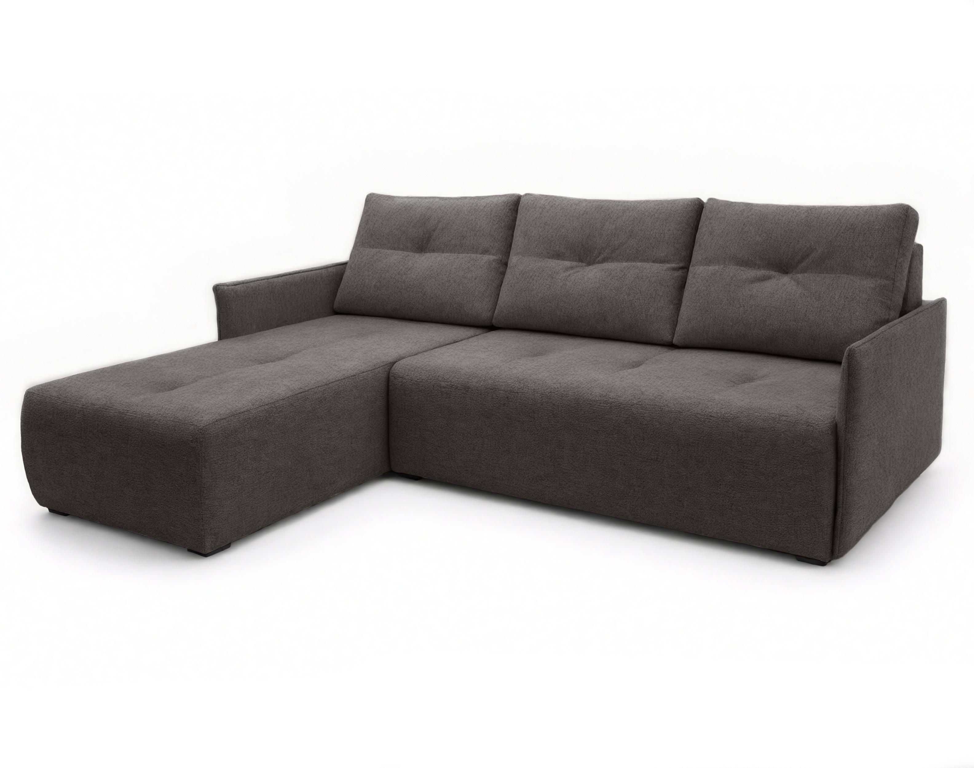 ECKSOFA L Form Damascus Dunkelgrau 212/143/88 cm Links mit Schlaffunktion - Dunkelgrau/Schwarz, Kunststoff/Textil (143/212cm) - AX Living