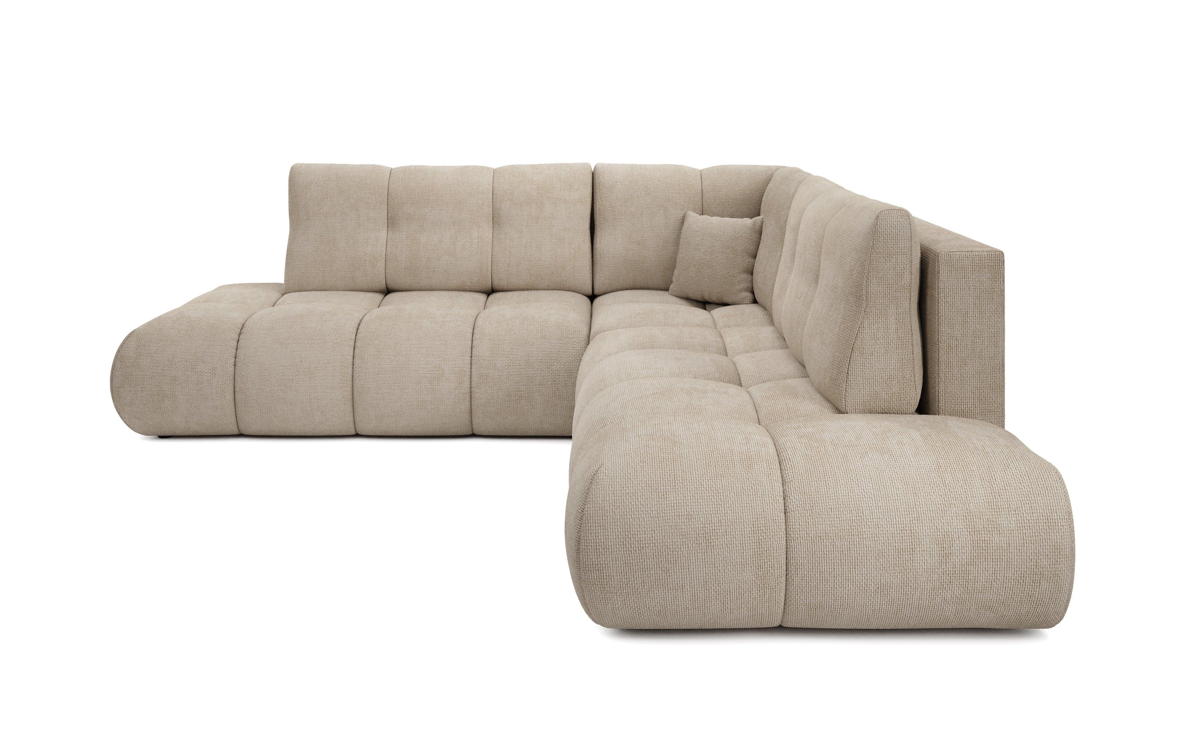 ECKSOFA DUCA II R-S Beige Chenille mit Schlaffunktion - Sandfarben, Holz (266.5/266.5cm) - MASSENO
