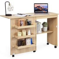 NÄHSCHRANK 2 in 1 Schreibtisch Beige - Beige, Holz (40/119/80cm) - COSTWAY