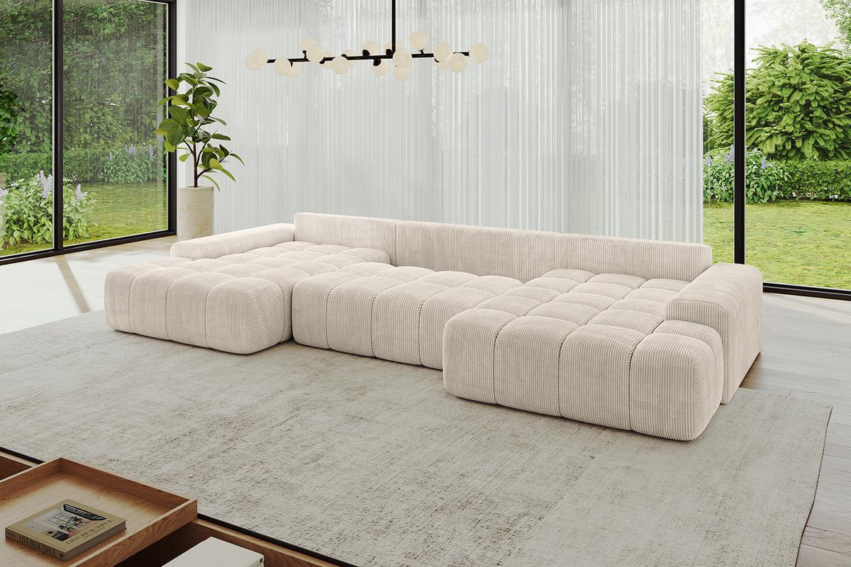 WOHNLANDSCHAFT ENSI-U - 353x164x69 cm Beige - Beige, Holzwerkstoff/Kunststoff (357/69/164cm) - ALTDECOR