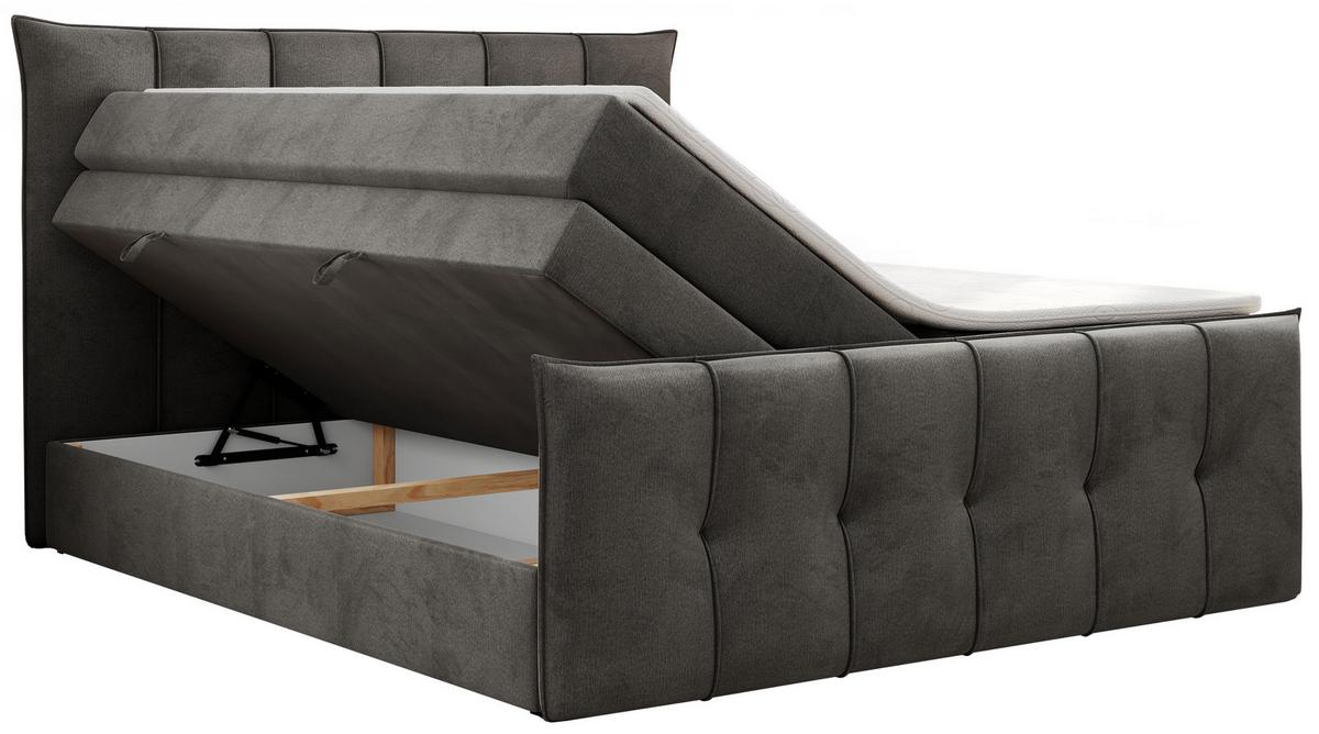BOXSPRINGBETT PREMIUM 11 KING 120/200 Hellgrau Velvet - H4 - Grau, Holz/Textil (120/200cm) - MKS