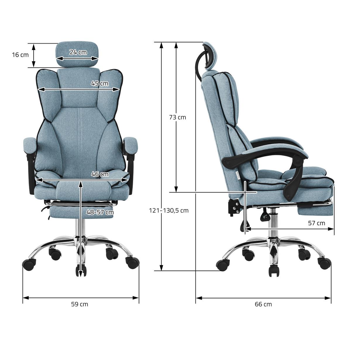 BÜROSTUHL Blau - Blau/Silberfarben, Kunststoff/Metall (66/130.5/59cm) - ML-DESIGN