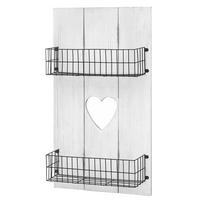 WANDREGAL MASSIVHOLZ SHABBY Weiß, Schwarz - Schwarz/Weiß, Holz (40/70/10cm) - MCW