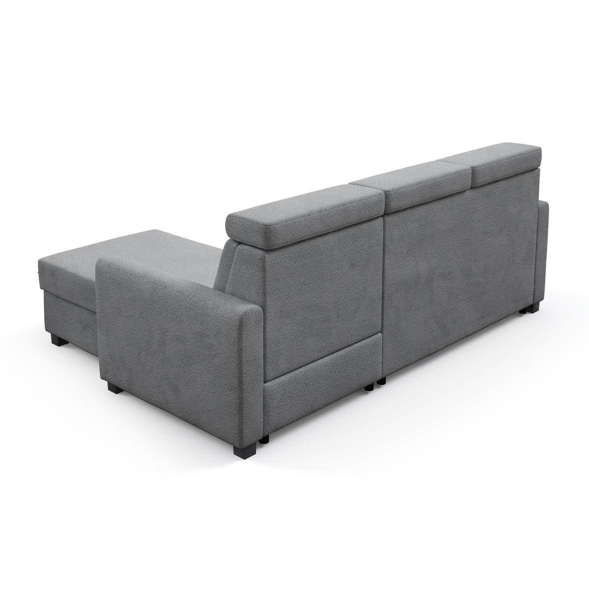 ECKSCHLAFSOFA Milano, Hellgrau, rechts - Hellgrau/Schwarz, Textil (217/166cm) - Beautysofa