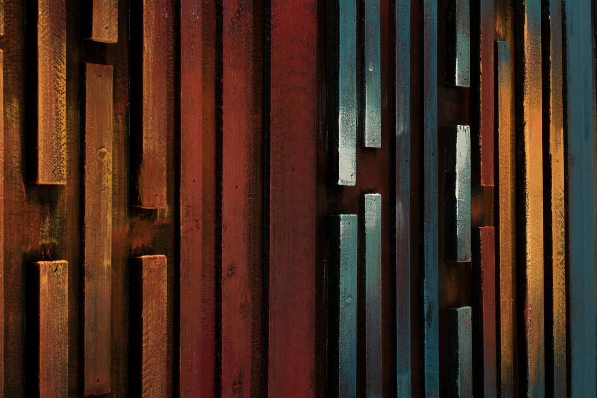 HOLZBILD Bunt 144/44 cm - Multicolor, Holz (6/44cm) - KUNSTLOFT