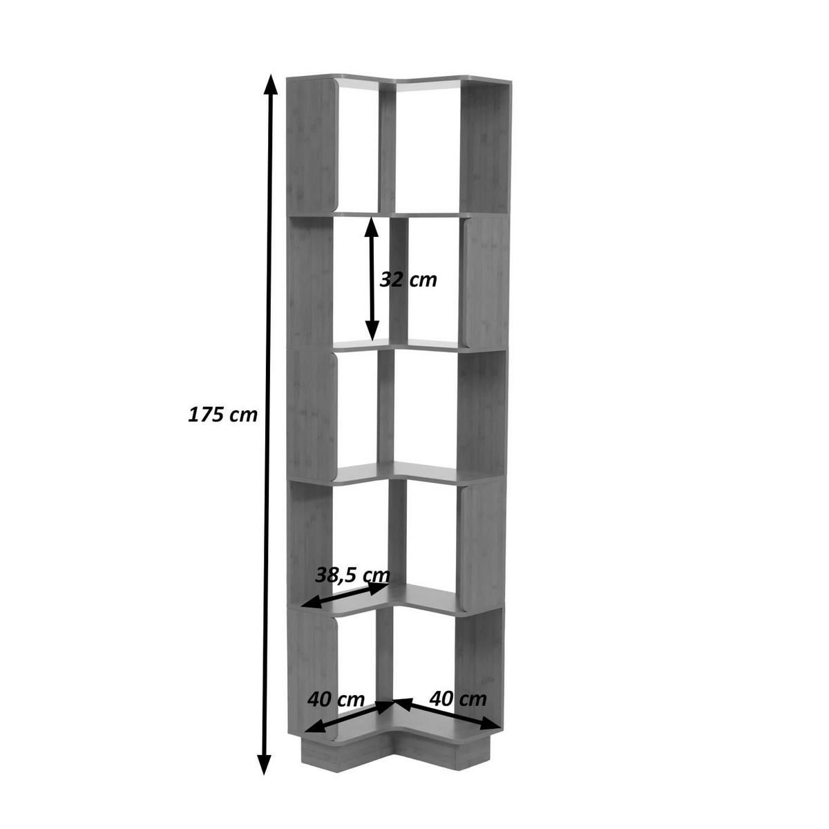 ECK-BÜCHERREGAL Walnuss Dekor - Walnussfarben, Holz (40/175/40cm) - MCW