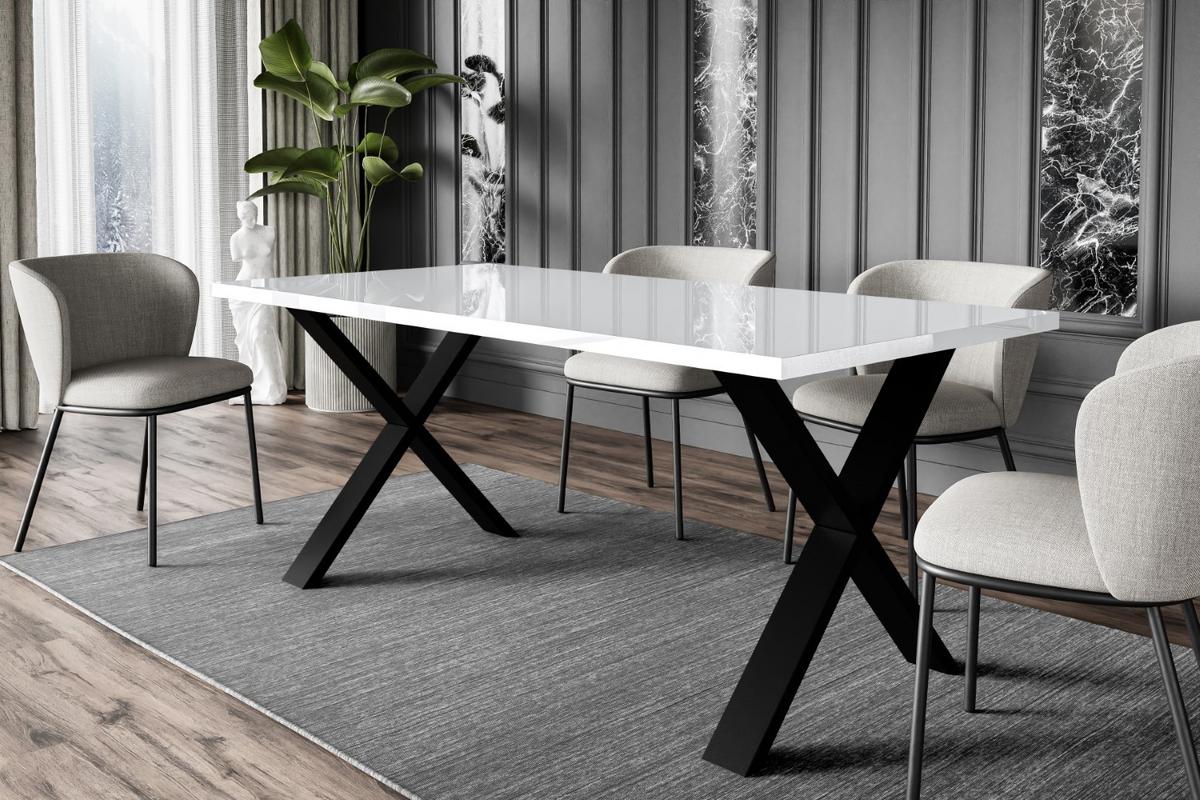 ESSTISCH 160x90x75 cm - Weiß Hochglanz / Schwarz - KLYN X - Weiß Hochglanz, Holzwerkstoff (160/90/75cm) - ALTDECOR