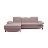 ECKSOFA FELICE L-S Rosa Geflochtener Stoff mit Schlaffunktion - Rosa, Holz (284/166cm) - MASSENO