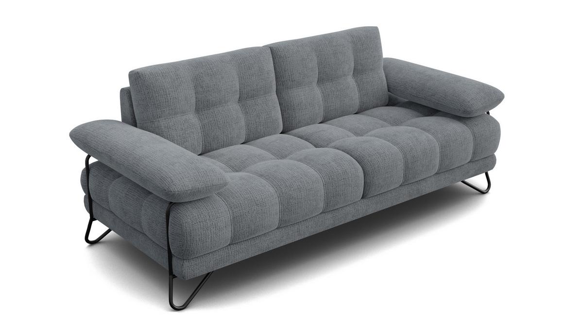 SOFA BUBBARA 2,5-Sitzer, dunkelgrau - Dunkelgrau/Schwarz, Holz/Textil (215/87/96cm) - Wozimo