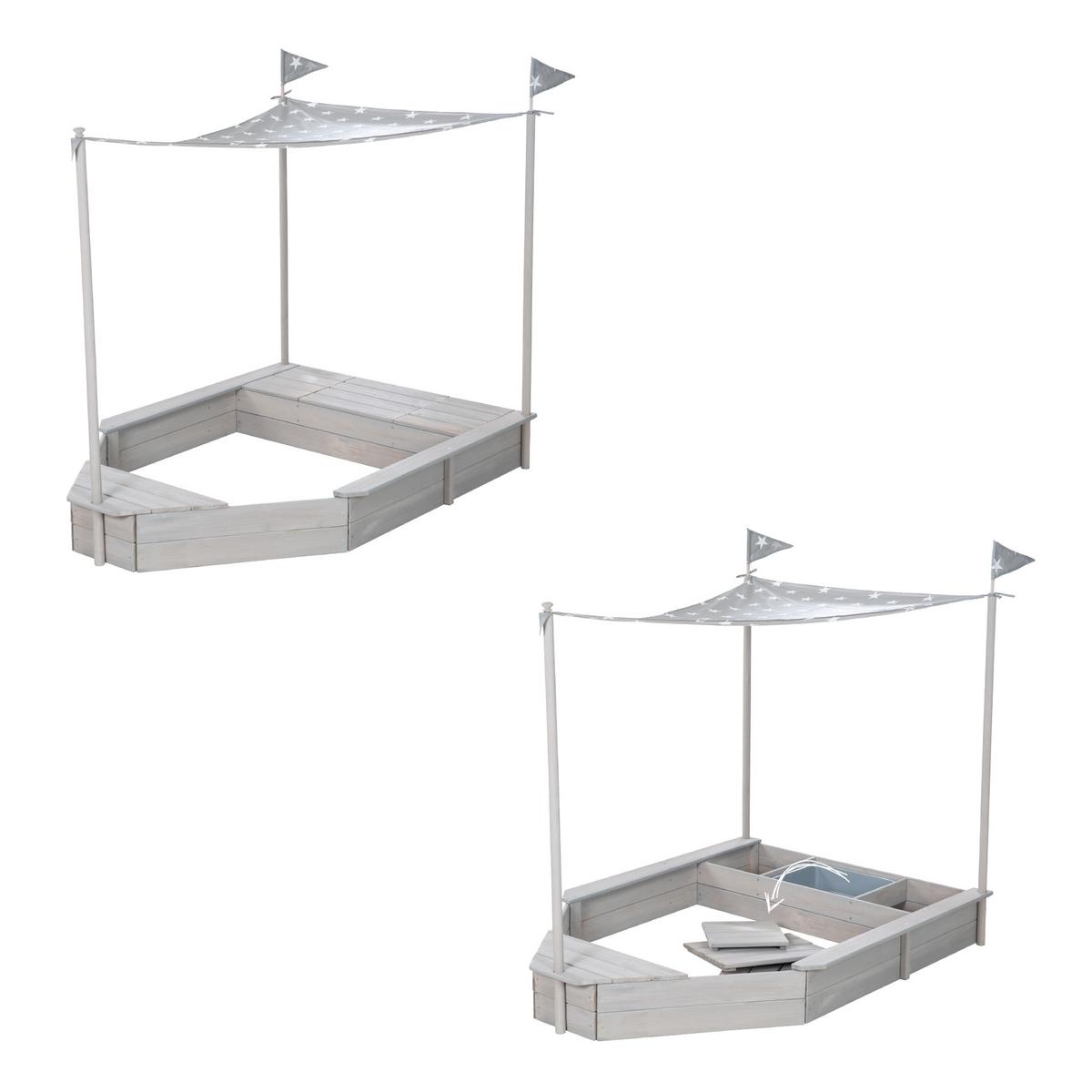 SANDKASTEN BOOT Sandkasten Boot grau - Grau, Holz (154/65/109cm) - Roba