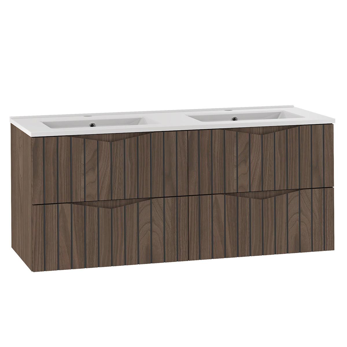 BADMÖBEL 120cm Siena 2er-Set Holz und Schwarz - Braun, Holzwerkstoff (120/50/45.8cm) - Petits-meubles