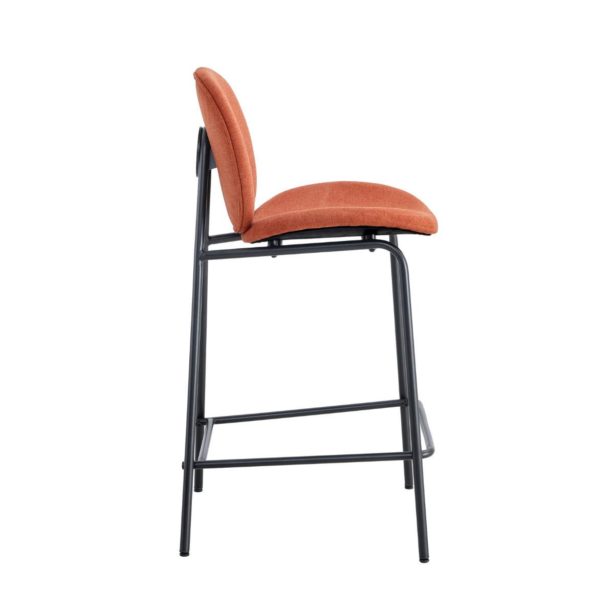 BARHOCKER (Set aus 2) aus Stoff mit schwarzen Metallbeinen - cori 43/54/66 cm - Orange, Textil (54/66/43cm) - Calicosy