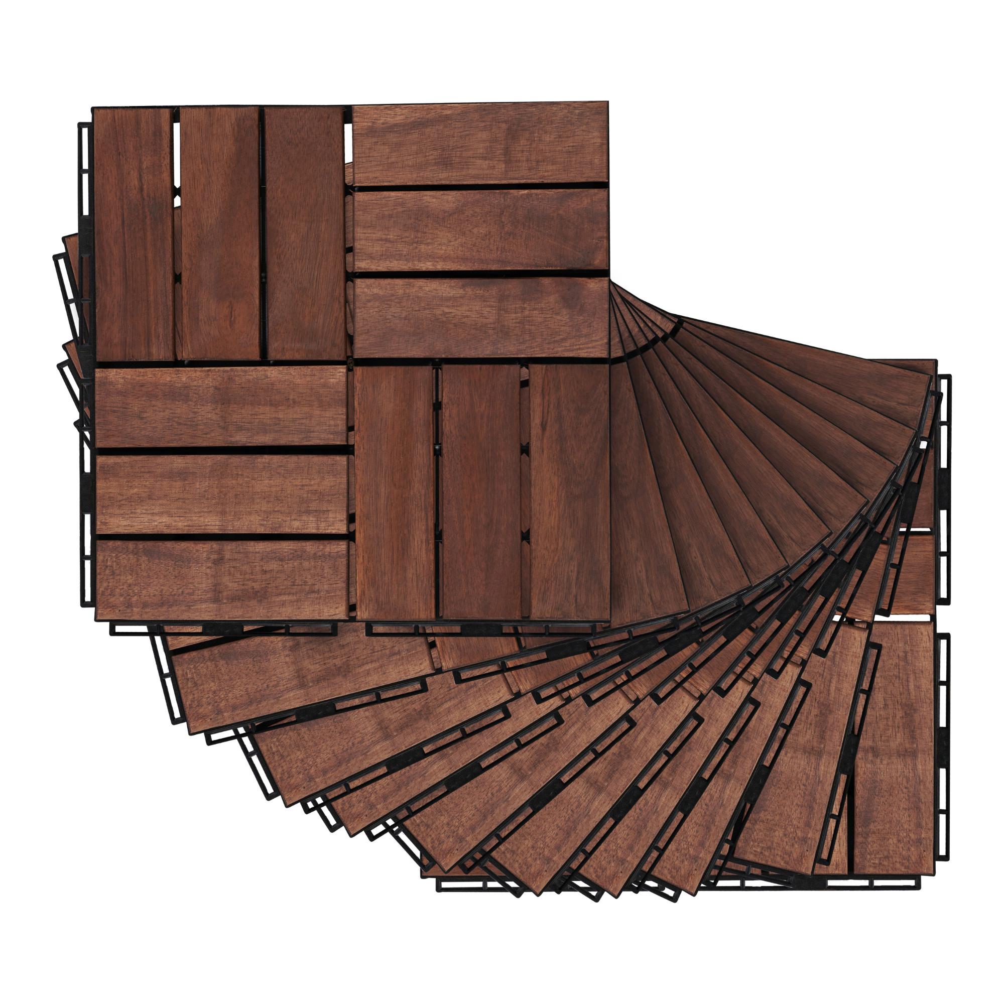 KLICKFLIESEN-SET 10 TLG. Alliste - Braun, Holz (30/30/1.9cm) - casa.pro