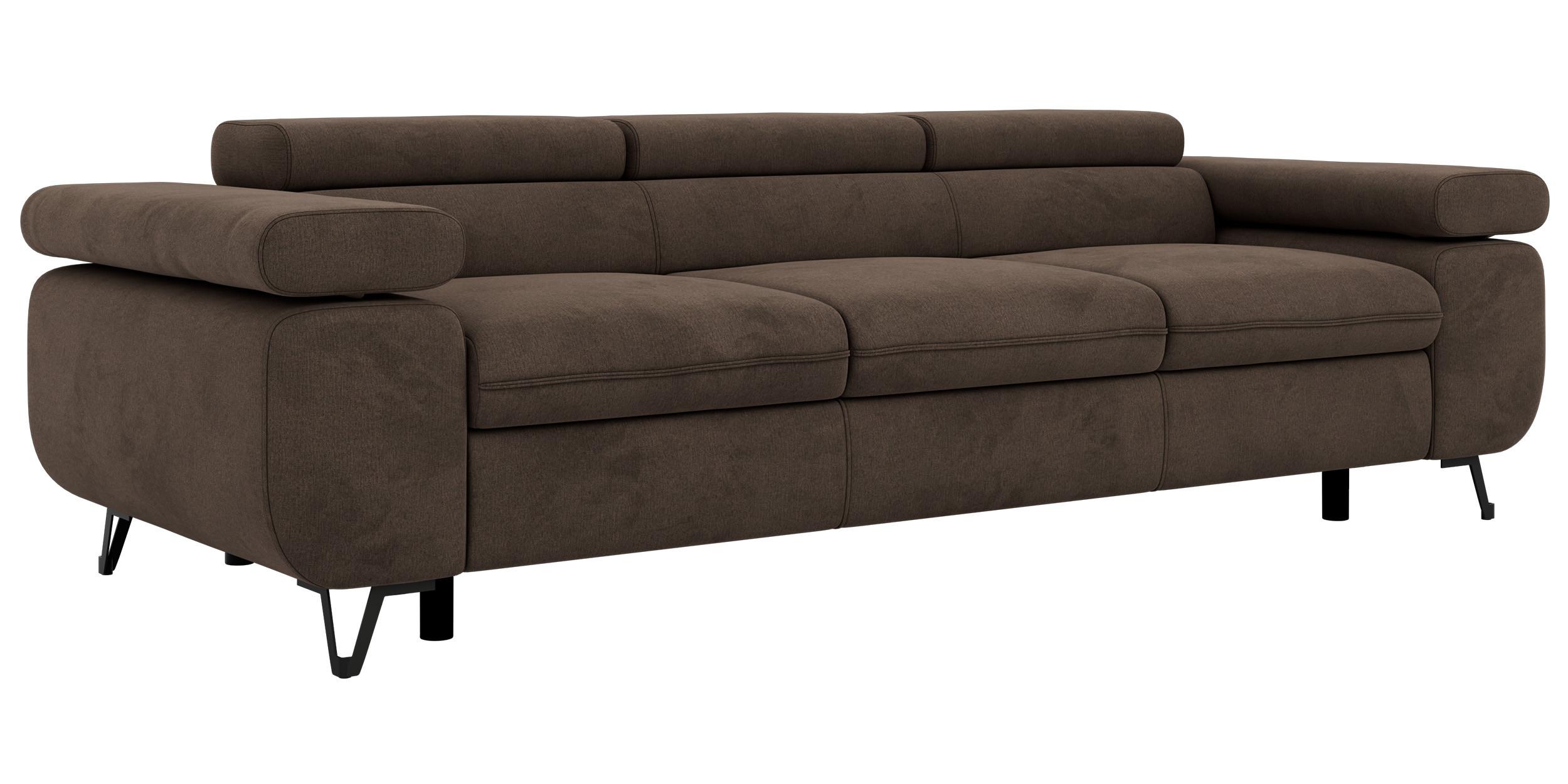 3-SITZER SOFA PETER - Braun Velvet - Schwarz/Braun, Textil/Metall (262/76/99cm) - MKS