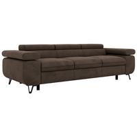 3-SITZER SOFA PETER - Braun Velvet - Schwarz/Braun, Textil/Metall (262/76/99cm) - MKS