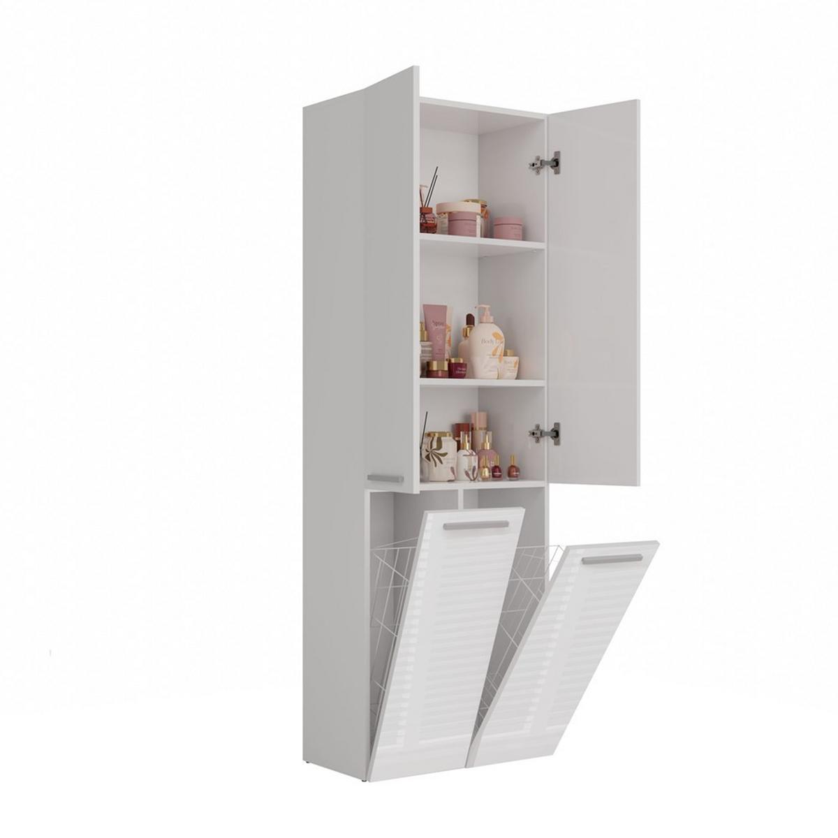BADEZIMMERSCHRANK Weiß, Hochglanz Weiß 60/174/30 - Weiß, Holzwerkstoff (60/174/30cm) - RAUMHIRSCH FURNITURE