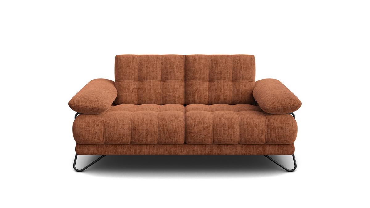 SOFA BUBBARA 2-Sitzer, rostrot - Schwarz/Orange, Holz/Textil (185/87/96cm) - Wozimo