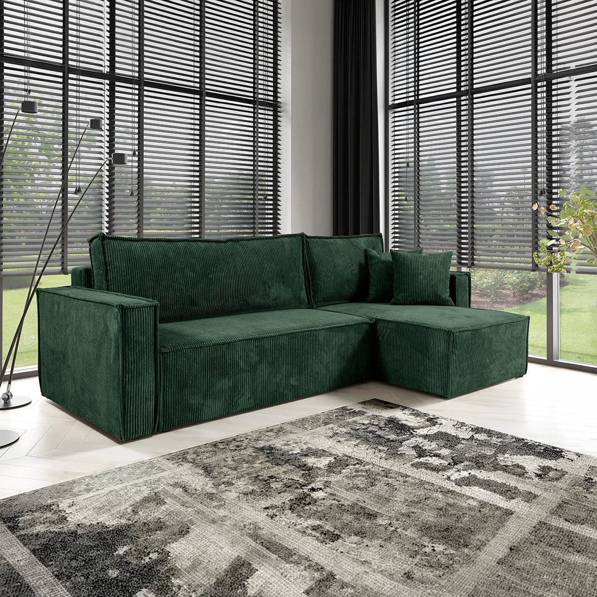 ECKSOFA Ezekiel 3 Sitzplätze Tannengrün - Grün, Holz (236/145cm) - Petits-meubles