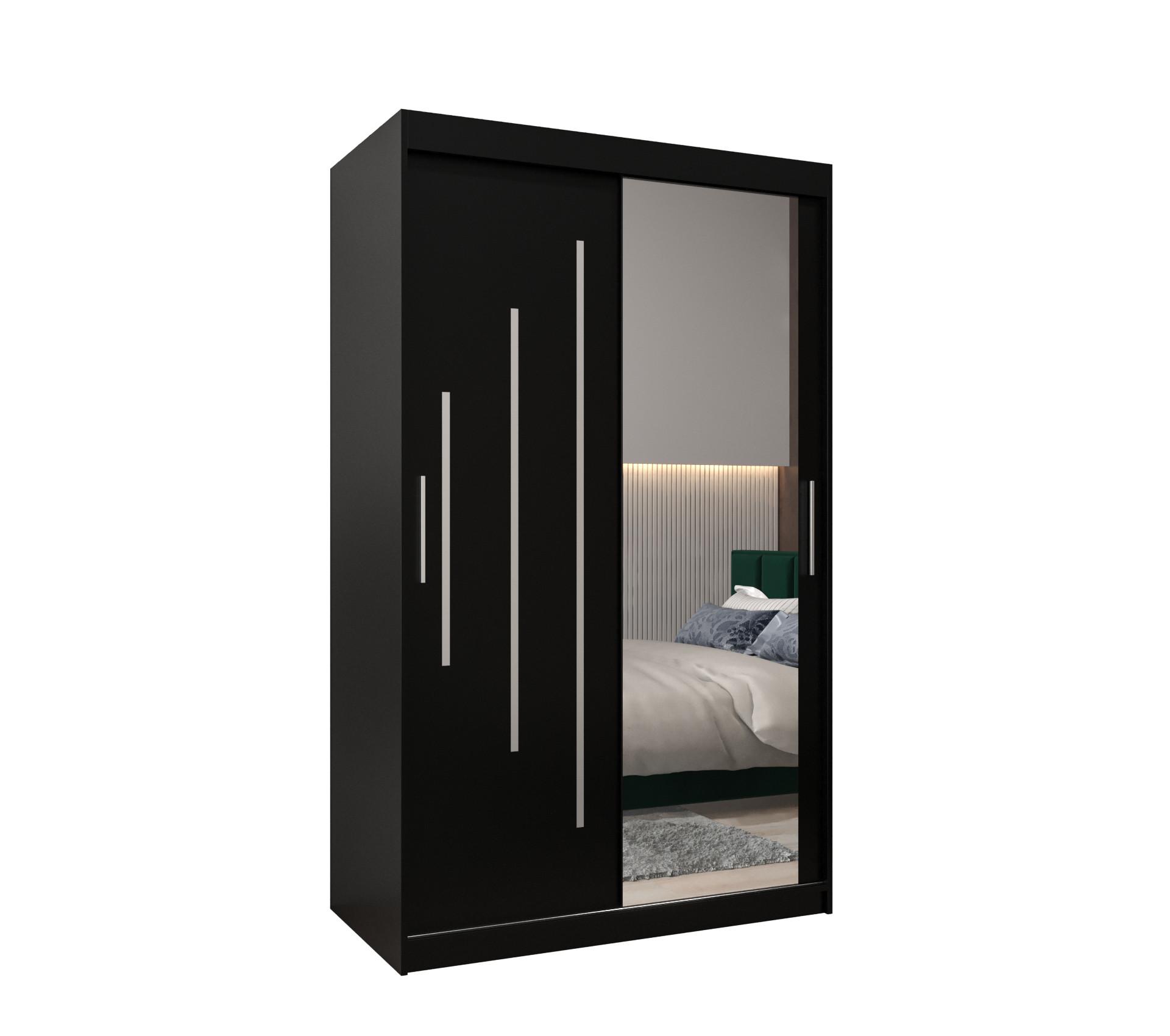 SCHWEBETÜRENSCHRANK 200/120/62 2-türig - Silberfarben/Schwarz, Holz/Kunststoff (120/200/62cm) - Abiks Möbel