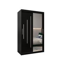 SCHWEBETÜRENSCHRANK 200/120/62 2-türig - Silberfarben/Schwarz, Holz/Kunststoff (120/200/62cm) - Abiks Möbel