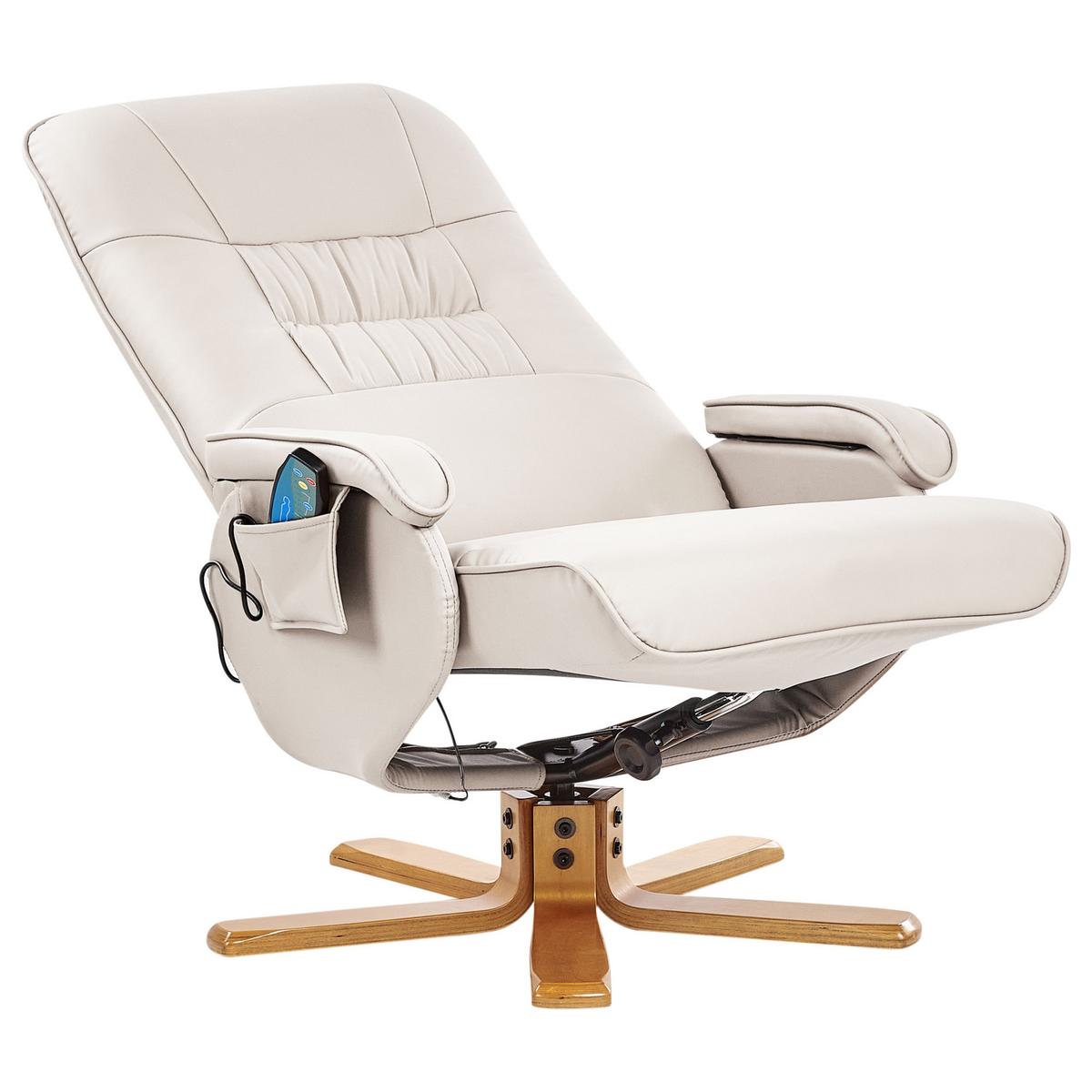 MASSAGESTUHL Hellbeige Relaxpro - Beige/Braun, Kunststoff (68/98/50cm) - Beliani