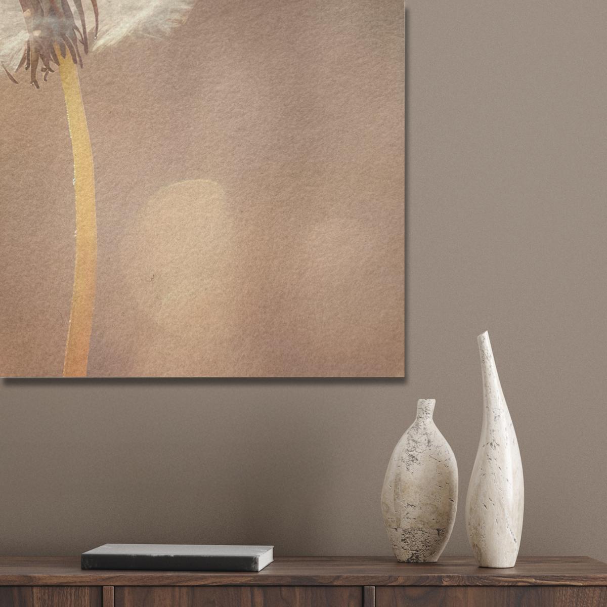 AKUSTIKBILD Löwenzahn - Beige - Natur - Blume Akustikpaneele 90x90 cm - Hellbraun, Kunststoff (90/90/0.9cm) - MuchoWow