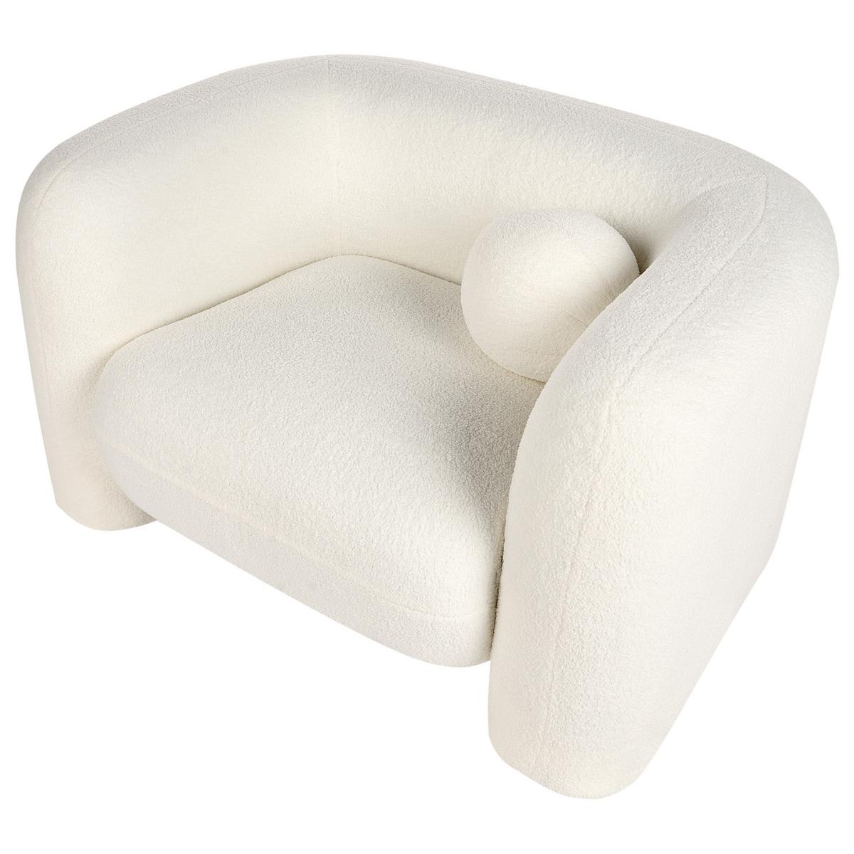 SESSEL Bouclé Weiß Leiren - Weiß, Textil (111/73/83cm) - Beliani