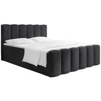 BOXBETT Serenity mit Bettkasten, Samt Schwarz 200x200 cm – inkl. H4 Taschenfederkern Matratze & Foam Topper - Schwarz Hochglanz/Schwarz, Holz/Holzwerkstoff (200/200cm) - WFL GROUP