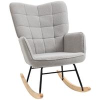 SCHAUKELSTUHL, ergonomische Form, Echtholzkufen, bis 120 kg, Hellgrau - Hellgrau/Naturfarben, Buchenholz/Textil (98/101/71cm) - HOMCOM