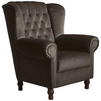 OHRENBACKENSESSEL Katreen Bezug Samtvelours Buche nussbaum dunkel / braun - Braun, Kunststoff (91/101/90cm) - 58aufmkessel