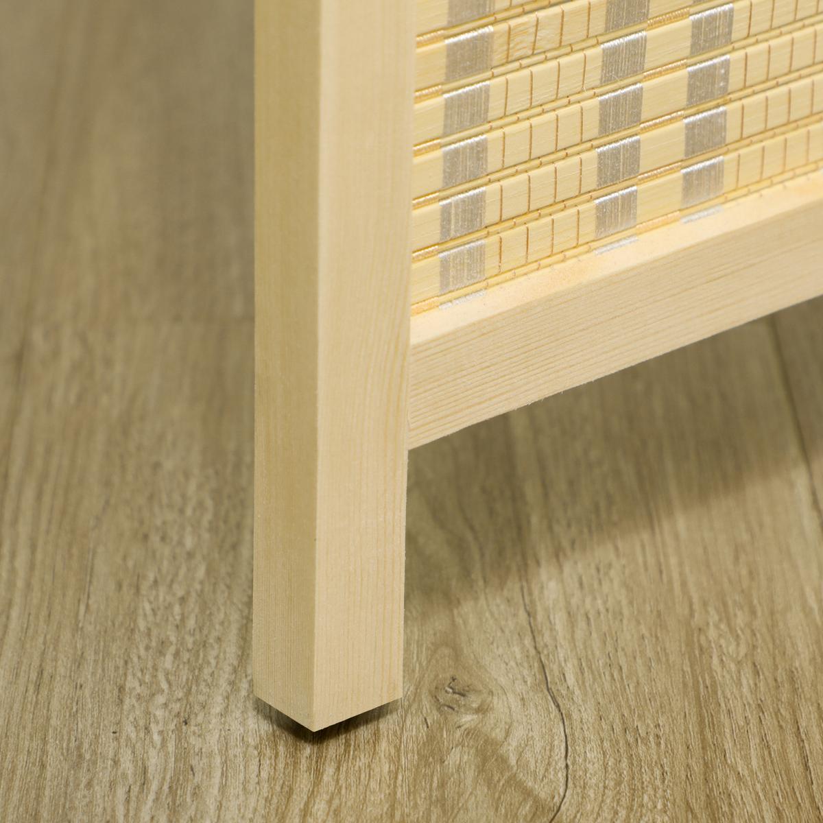 4-TEILIGER Raumteiler, 180 x 180 cm Trennwand aus Bambus und Baumwolle - Naturfarben, Holzwerkstoff (1.7/180/1.7cm) - HOMCOM