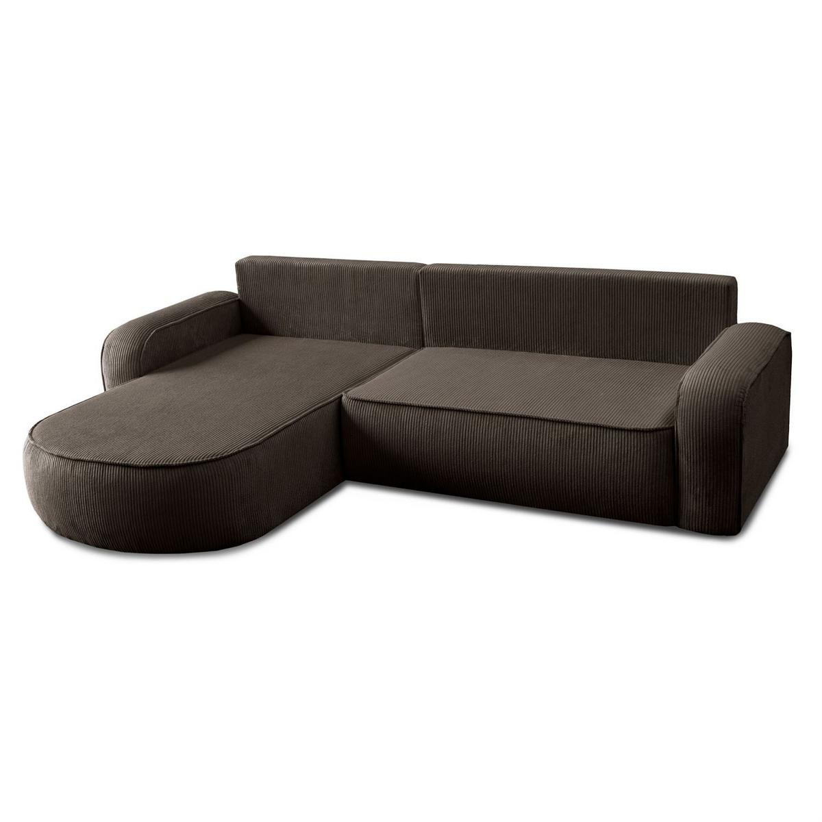 ECKSOFA VENUS mit Schlaffunktion und Bettkasten, Poso 06 - Dunkelbraun, Textil (275/178cm) - Lookway