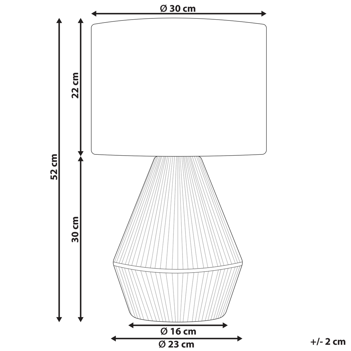 TISCHLAMPE Malewa 23/23/52 cm - Naturfarben, Papier (23/23/52cm) - Beliani